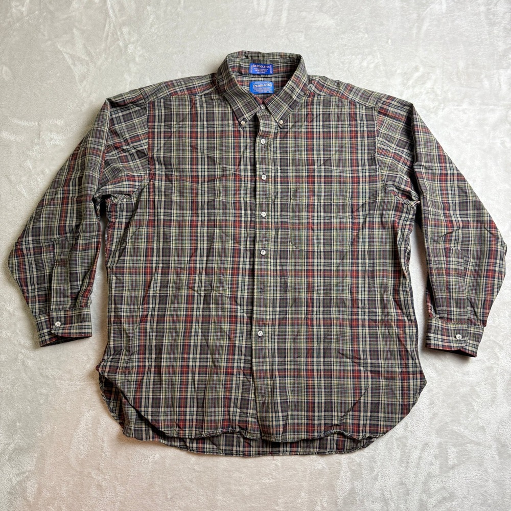 VTG 90s Sir Pendleton Shirt Mens XXL Plaid Worsted Wool Button Down Classic